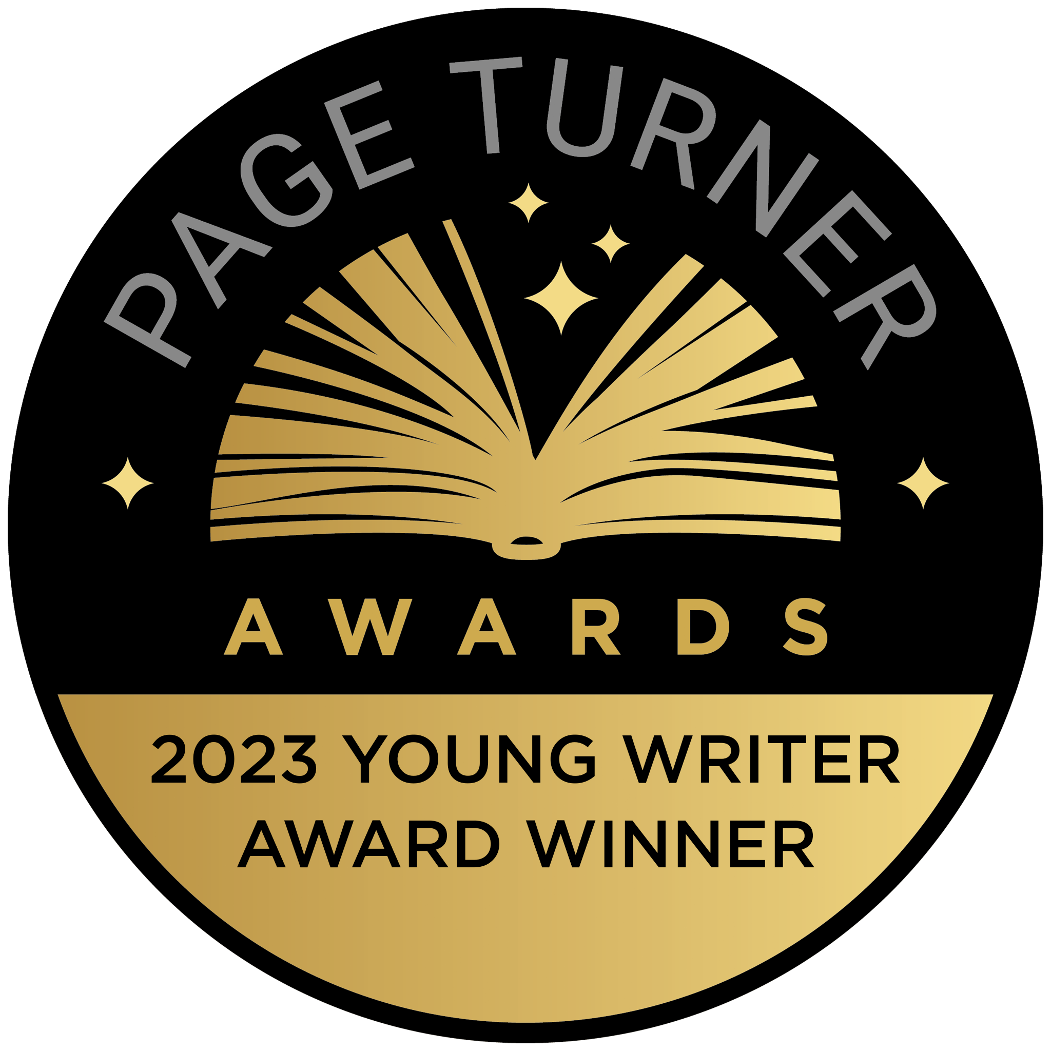 YOUNG WRITER AWARD - 2023 WRITING AWARD - 2048x2048 - Page Turner Awards Brand Badge By Kent Wynne (C) copy (1)